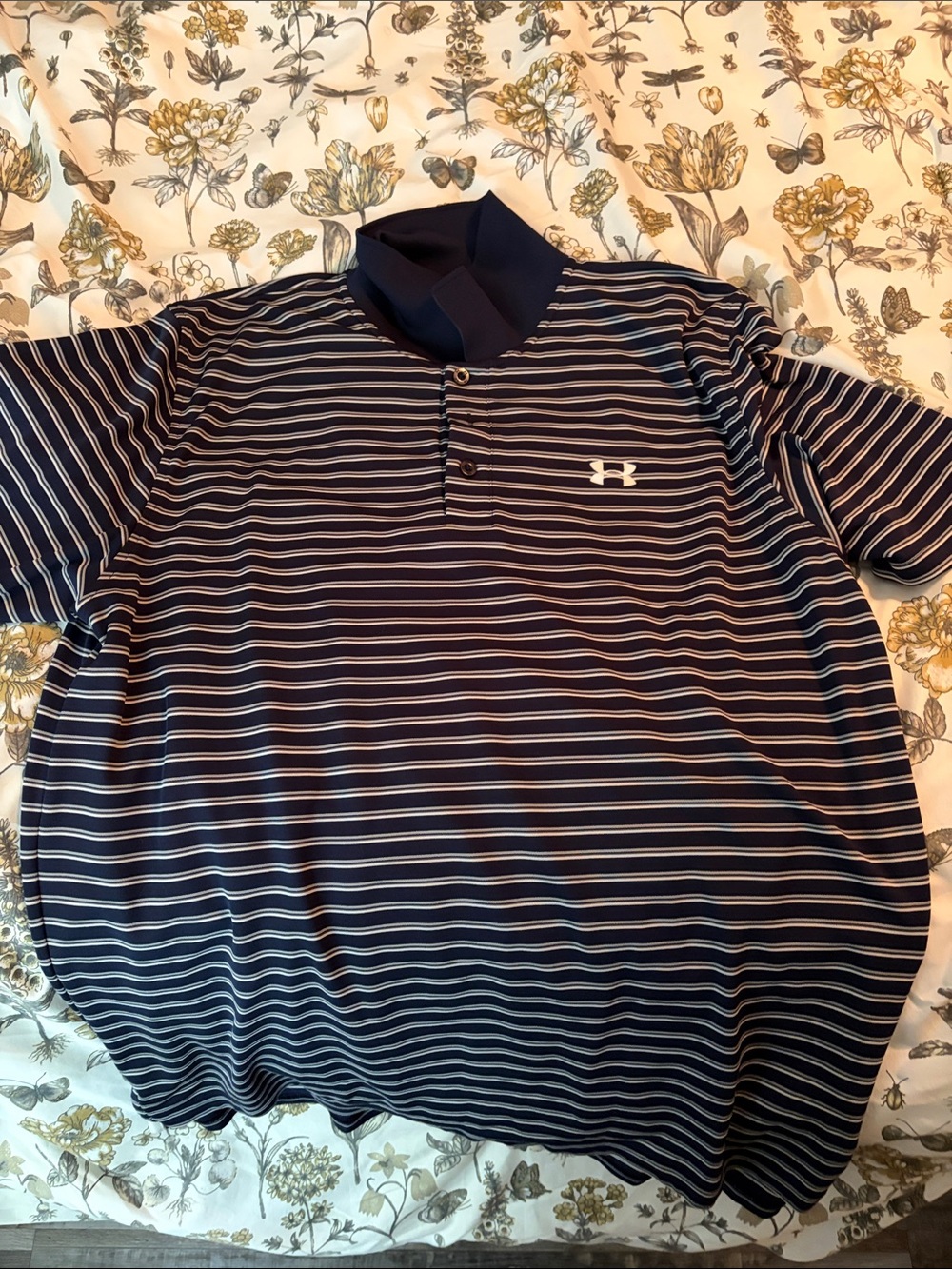 LG Navy and‎ White Striped Polo Shirt